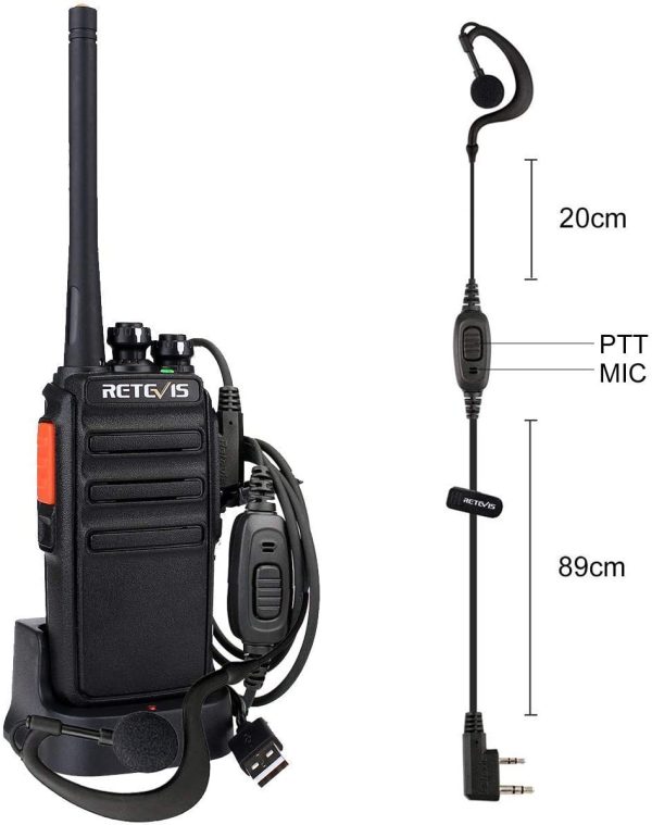 Retevis RT24 Walkie Talkie PMR446 License-free Professional Two Way Radio 16 Channels Walkie Talkies Scan TOT with USB Charger and Earpieces (Black, 1 Pair) - Image 4