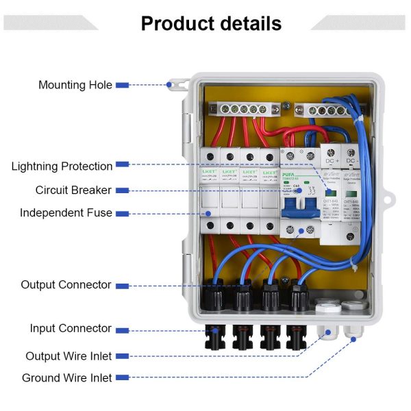 ECO-WORTHY 4 String PV Combiner Box 10A Circuit Breaker with Plastic ABS Cover Electrical Box - Waterproof Safe Protection Photovaltaic Generator for Solar Power System Solar Panel Kit Home - Image 5