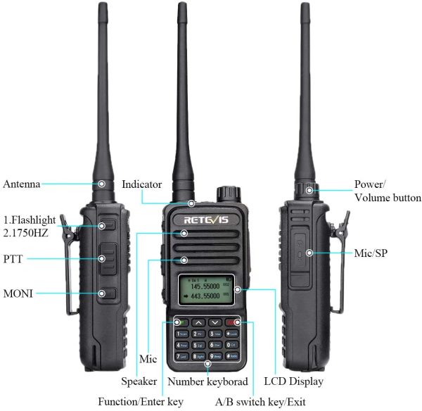 Retevis RT85 Walkie Talkie Dual Band, Long Range Ham Radio, 2m/70cm Handheld Transceiver with FM Radio, VOX, DTMF, LED for Radio Amateur, Outdoor Adventure(Black, 1Pcs)