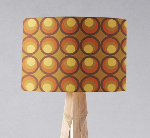 Orange and Brown 1970s Circles Design lampshade, Ceiling or Table Lamp Shade - Image 3