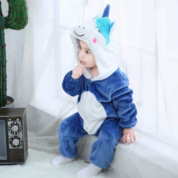 MICHLEY Baby Animal Hooded Romper Unisex Jumpsuit Soft Flannel Pajamas for 0-36 Months - Image 7