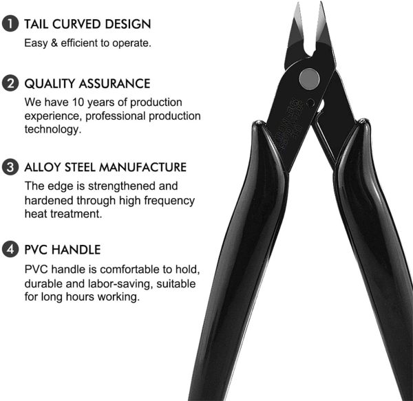 BOENFU Wire Cutters Electrical, Flush Cut, Cable Ties Cutters, Small Side Cutting Plier Diagonal Flush Cutter - Pack of 2 - Image 5