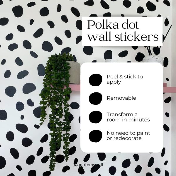 QuoteMyWall 9 Sheets Polka Dot Wall Stickers For Bedrooms Dalmation Dalmatian Spot Polka Dot Wall Stickers Childrens Kids Decor Decals Irregular Animal Stickers Home Nursery 216 Pack - Image 3