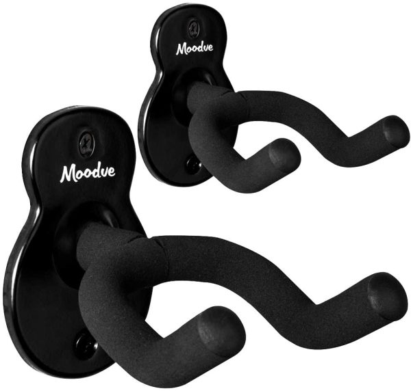 Guitar Wall Mount Hanger 2-Pack, Moodve Guitar-Shaped Metal Guitar Hanger, Black Guitar Hook Holder Stand For Bass Electric Acoustic Guitar Ukulele (Black) - Image 4