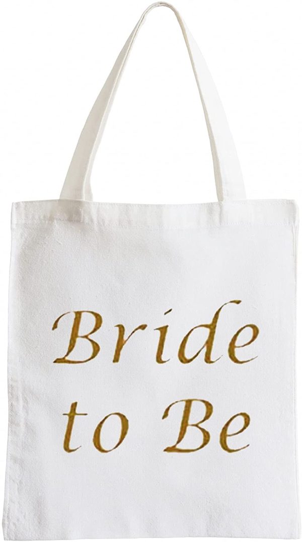 Blue Planet Fancy Dress Bride to Be Tote Bag - White with Gold Writing (White Bride to Be) Hen Party Goody Bag Accessories Fillers