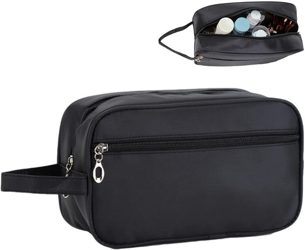 JunNeng Men Toiletry Bag Travel Shaving Bags Nylon Dopp Kit Overnight Wash Gym Bag, Black - Image 3