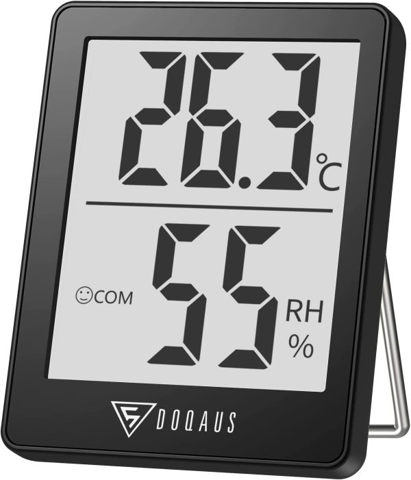 DOQAUS Digital Room Indoor Thermometers, Mini Humidity Meter, Hygrometer Thermometer with Comfortable Icons, Thermometer Room Temperature Monitor for Home Office Nursery Baby Room Greenhouse(Black) - Image 4