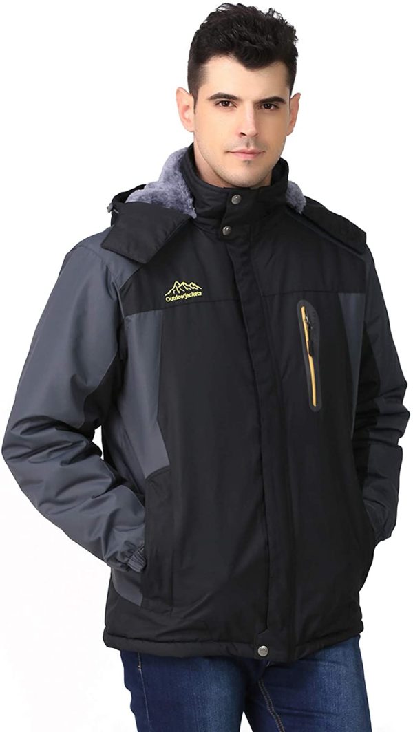 R RUNVEL Men's Waterproof Fleece Jacket Windproof Winter Coats - Image 5