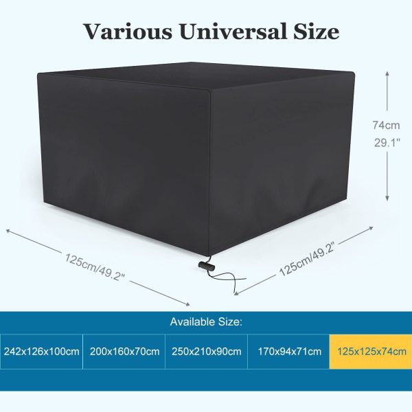 Garden Cube Furniture Covers Waterproof 600D Heavy Duty , Trunk Garden Table Cover 125x125x74cm Windproof, with Hidden Air Vent, Patio Outdoor Furniture Covers for Rattan Cube Furniture Set - Image 6