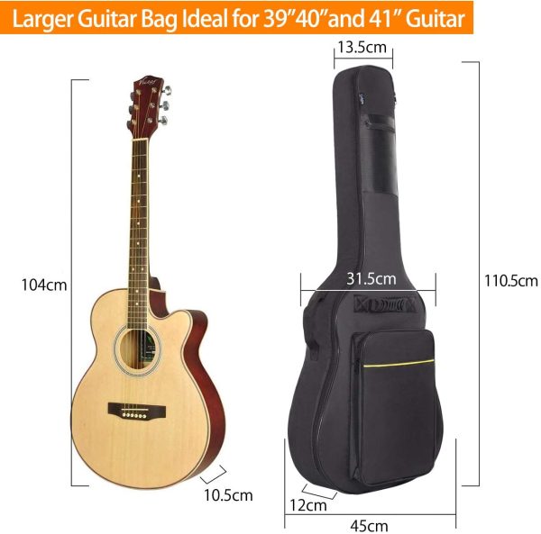 CAHAYA 40 41 Inch Acoustic Guitar Bag Waterproof Guitar Case Gig Bag 8MM Padding with Back Hanger Loop- Black Soft Case, CY0152 - Image 5