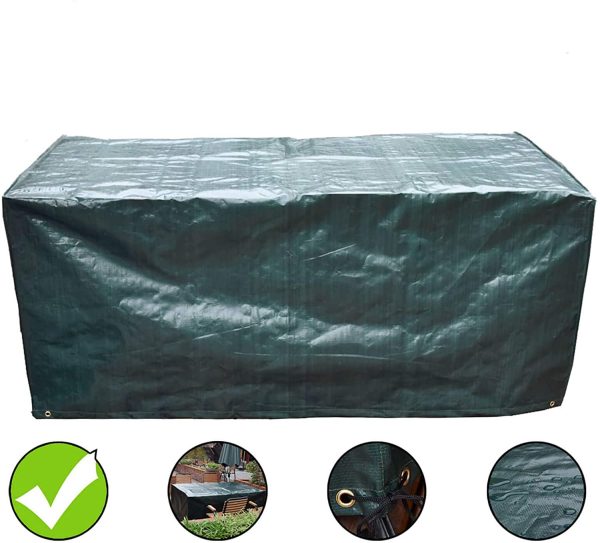 Garden Furniture Covers, 170x95x70cm Patio Furniture Cover Waterproof, Patio Table Covers, Outdoor Rattan Furniture Cover Windproof, Anti-UV, Green - Image 4