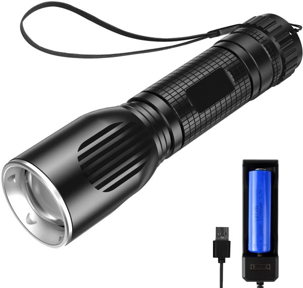 kizplays LED Torch Rechargeable Torch Powerful Flashlight 1200 Lumens 2200mAh Mini Torch with 5 Modes Waterproof for Camping