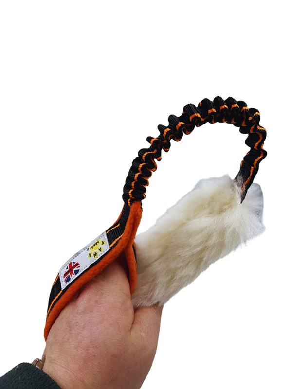 Paws Made? Bungee Sheep Skin Fur Dog Tug Toy great for motivation and reward based training - Image 7