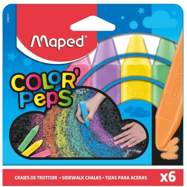 Color'Peps Large Pavement Chalks for Children - Easy to Clean - Case of 6 Assorted Bright Colours - Image 2