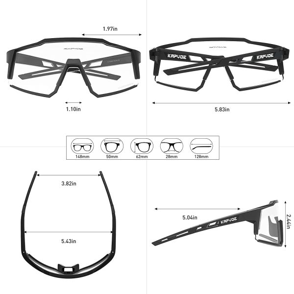 KAPVOE Photochromic Cycling Glasses Tr90 Frame For Men Women Clear Sports Sunglasses Mountain Bike Glasses Transparent MTB Bicycle Goggles Running - Image 6