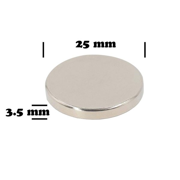 Magnetpro Neodymium Disc Magnet 25 mm Dia x 3.5 mm Thick 6 KG Pull (Pack of 6) - Image 2