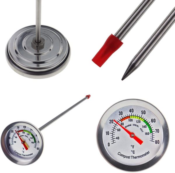 Compost Thermometer - Stainless Steel Dial Thermometer for Home and Backyard Composting - 50 mm Diameter C&F Dial, 295 mm Temperature Probe Compost Accelerator - Image 3