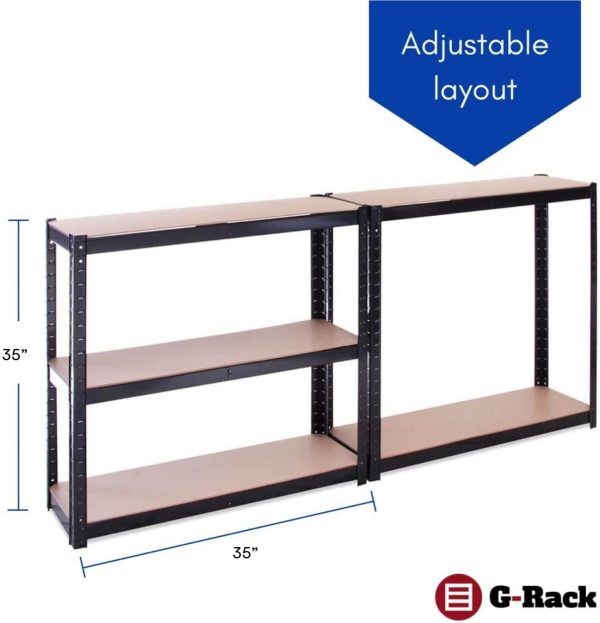 Garage Shelving Units: 180cm x 90cm x 30cm | Heavy Duty Racking Shelves for Storage - 1 Bay, Black 5 Tier (175KG Per Shelf), 875KG Capacity | For Workshop, Shed, Office | 5 Year Warranty - Image 7