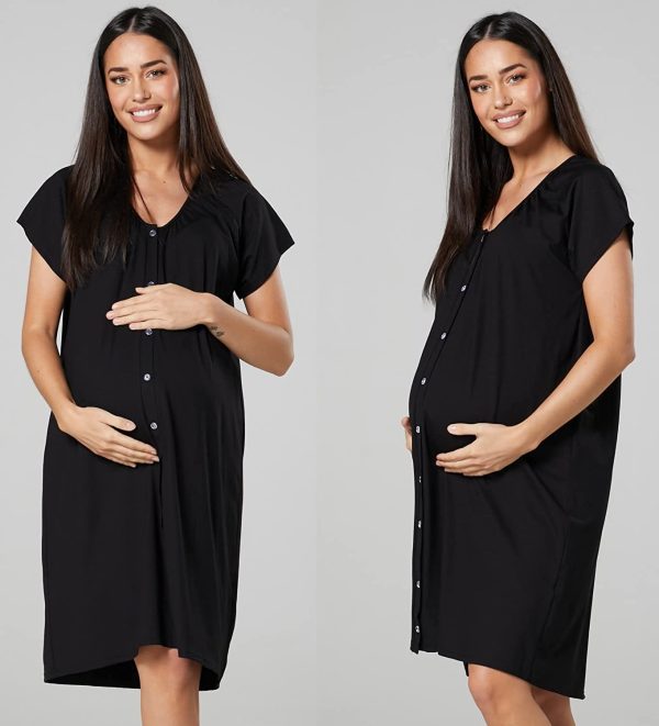 HAPPY MAMA Women's Maternity Breastfeeding Nightdress for Labour 2-Pack 1365 - Image 5