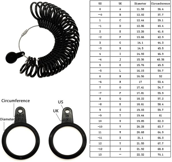 LIPIODOL Ring Size Stick Ring Measurement Tool Set with Four Size Ring Stick Jewelry Mandrel Ring Sizer UK Size D-Z US Size 2-15, Ring Sizer Guage & Ring Sizer Belts for Jewelry Making - Image 6