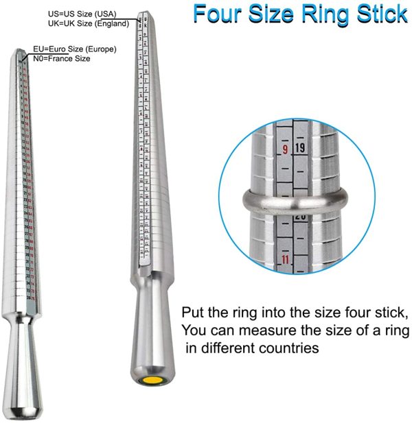 DoGeek Ring Sizer Measurement Scales Tools for Measuring Rings Diameters Finger Sizing Tools UK Sizes A-Z Metal Steel - Image 6