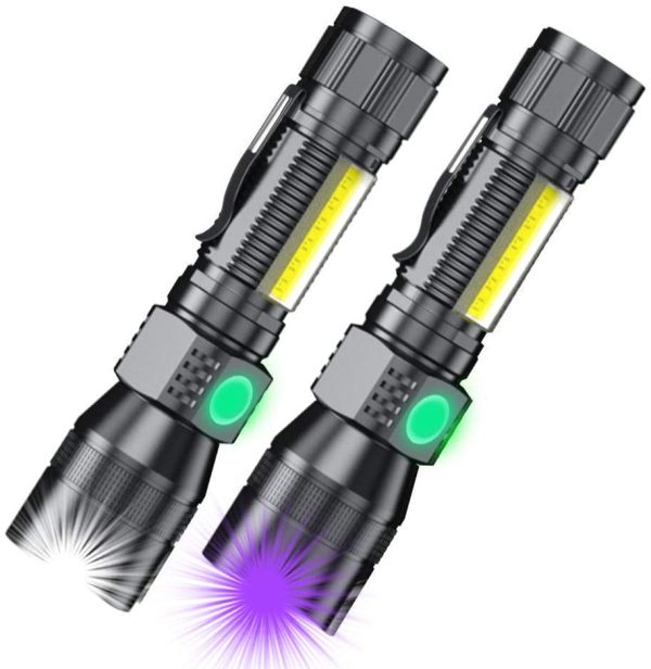 Black Light Rechargeable Torches,  3 in 1 UV Torches Super Bright Waterproof LED USB Torch with 7 Modes [2 Pack] - Image 4