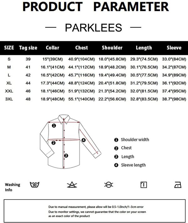 PARKLEES Men's Long Sleeve Dress Shirt Solid Slim Fit Casual Business Formal Button Up Shirts with Pocket - Image 5