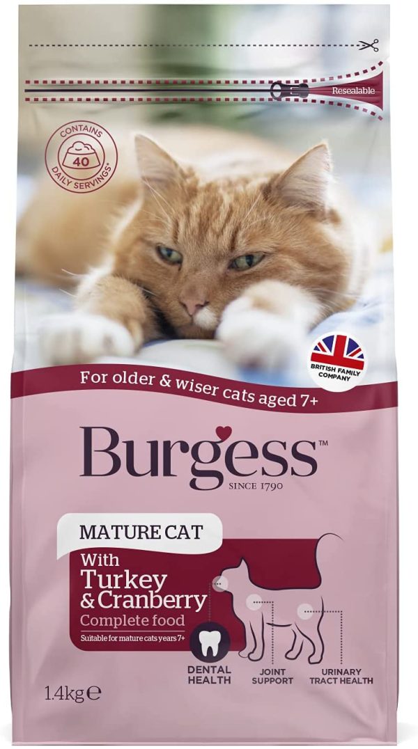 Burgess Dry  Food for Senior s with Turkey and Cranberry, 1.4 kg & Dry  Food for Adult s Rich in Salmon, 1.5 kg