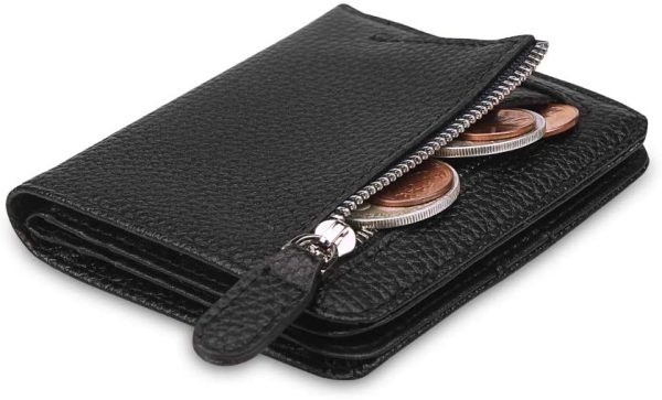 FT FUNTOR Small Wallet for Woman with Card Ladies Bifold Zipper Pocket RFID Blocking Leather Wallet Purse(Black) - Image 4