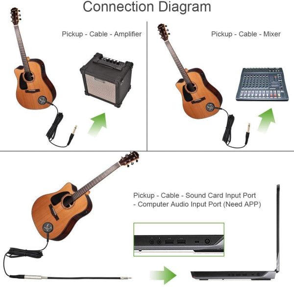 OTraki Acoustic Guitar Passive Pickup Stable Contact Microphone Transducer Self Adhesive Volume Control Piezo Picks Easily AMP UP Pickups for Acoustic Classical Violin Ukulele Mandolin Banjo Cello - Image 2