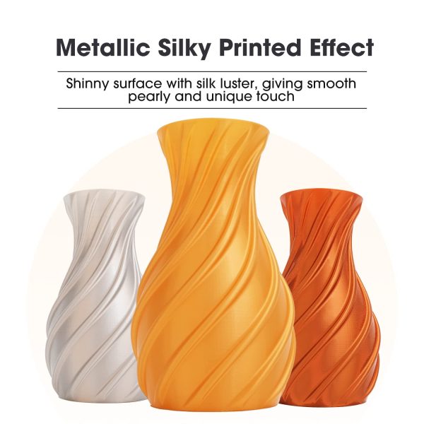 eSUN Silk Metal PLA Filament 1.75mm, Silky Metallic 3D Printer Filament PLA, Dimensional Accuracy +/- 0.05mm, 1KG Spool (2.2 LBS) 3D Printing Filament for 3D Printers, Silk Gold