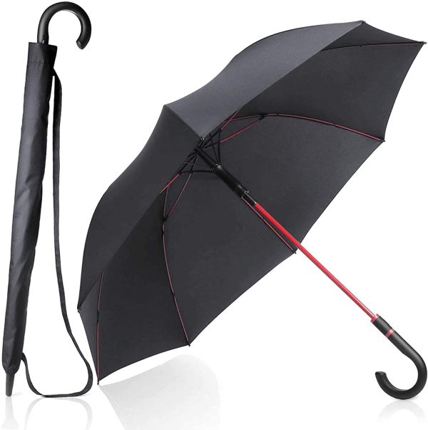 55 Inchs Golf Umbrella Windproof for Men Ladies Walking Stick Umbrellas Large Automatic Open for 2 Persons with Fiberglass Ribs and 210T PG Water-Repellent Fabric, Auto Open Umbrella Long Umbrella - Image 6