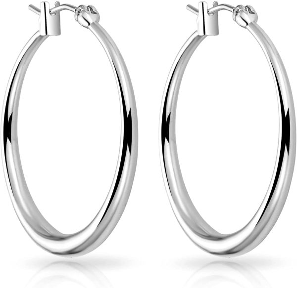 Silver Plated 30mm Hoop Earrings - Image 2