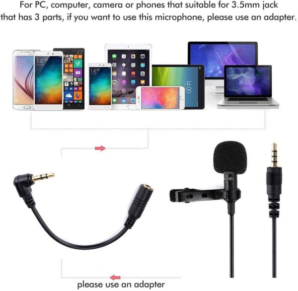 Lavalier Microphone, Gyvazla Professional Grade Omnidirectional Lapel Mic with Easy Clip on System, Perfect for Recording Interview/Video Conference/Podcast/Voice Dictation/Phone - Image 3