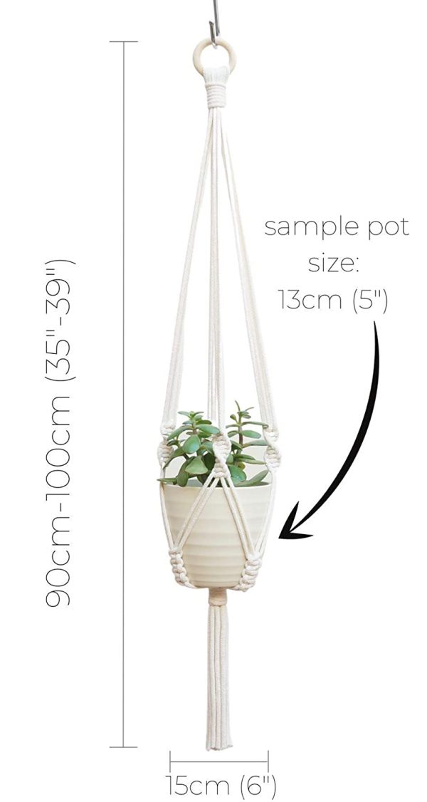 DIY Macrame Kit for Beginners - Beige Plant Hanger - 100% Cotton Rope 5mm - Handmade in the UK - Image 5