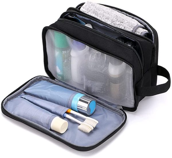 IGNPION Travel Toiletry Wash Bag Dry & Wet Separation Gym Shaving Organiser Bag with 3 Compartments ??Black?? - Image 4