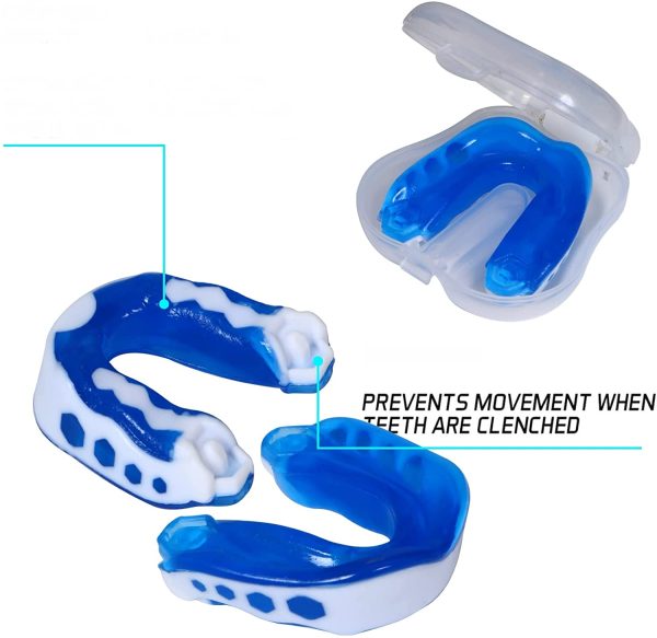 Gum Shields Adult Level Gel Mouth Guard MMA Boxing Braces Gum Karate Sparring Tooth Sensitive Combat Sports Rugby, Soccer Football, Muay Thai BJJ (Adult (12+), Blue / White) - Image 4