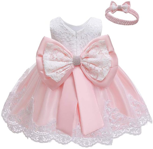 LZH Baby Girls Lace Dress Bowknot Flower Dresses Wedding Pageant Baptism Christening Tutu Gown 0-24 Months - Image 5