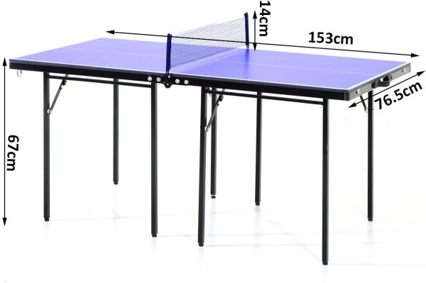 HOMCOM Folding 5ft Mini Compact Table Tennis Top Ping Pong Table Set Professional Net Games Sports Training Play