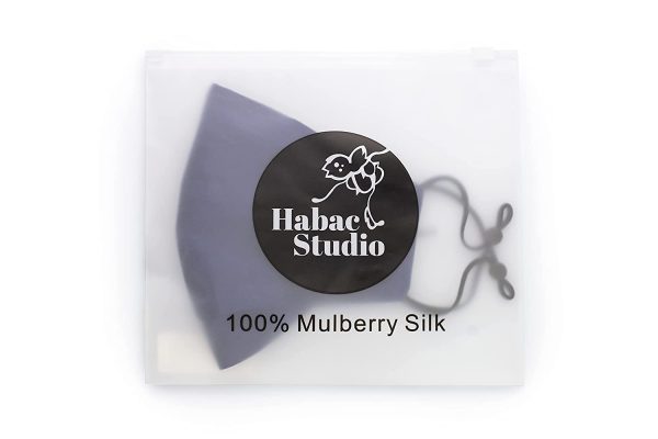 HABAC STUDIO - 100% Mulberry Navy Silk Face Mask, Face Masks Washable UK, Reusable Face Mask, Mens Face Mask, Silk Mask, Masks for Women, Silk Face Covering, Face Masks, Nose Wire. - Image 5