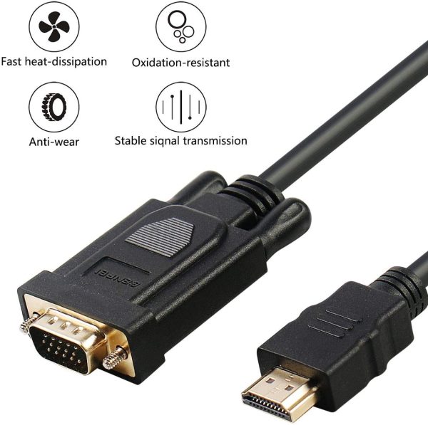 HDMI to VGA, Benfei Gold-Plated HDMI to VGA 0.9M Cable (Male to Male) for Computer, Desktop, Laptop, PC, Monitor, Projector, HDTV, Chromebook, Raspberry Pi, Roku, Xbox and More - Black - Image 2