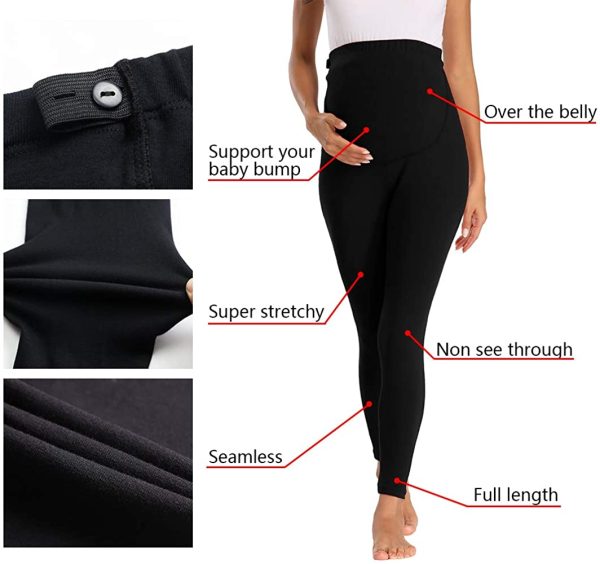 Foucome Women's Over Bump Super Soft Support Maternity Leggings Cropped Pants - Image 2