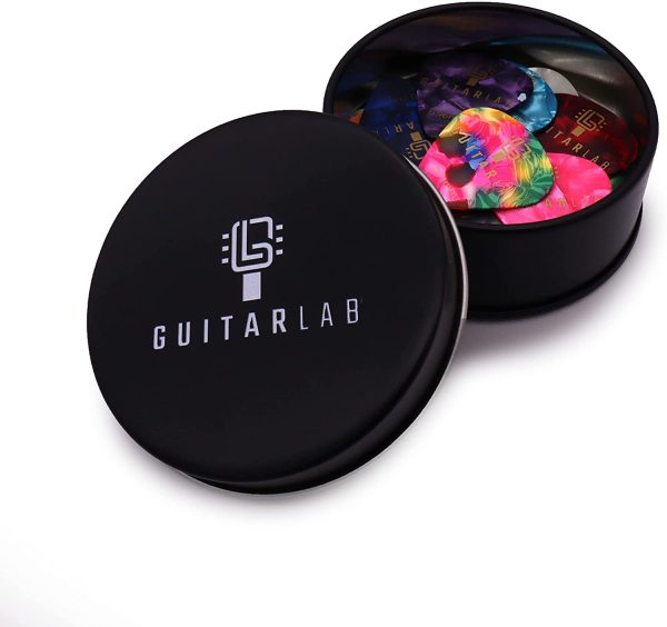 Guitar Pick Gift Tin by Guitar Lab | Guitar Accessories | Celluloid plectrums for electric, acoustic, bass guitar or ukulele | 18pcs. 0.46mm, 0.71mm and 0.96mm - Image 6