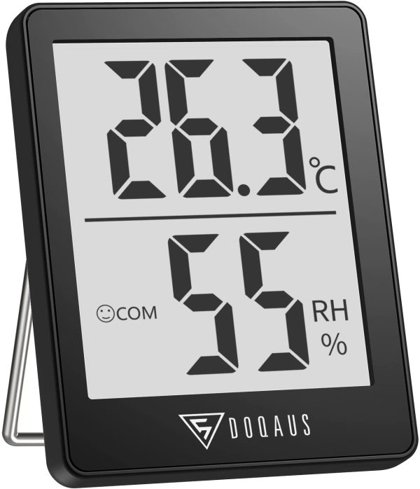 DOQAUS Digital Room Indoor Thermometers, Mini Humidity Meter, Hygrometer Thermometer with Comfortable Icons, Thermometer Room Temperature Monitor for Home Office Nursery Baby Room Greenhouse(Black) - Image 5