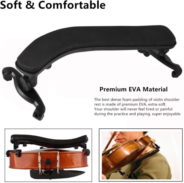 Branger Violin Shoulder Rest for 1/2 and 1/4 Size, with Collapsible and Height Adjustable Feet, Including a Violin Practice Mute - Image 4