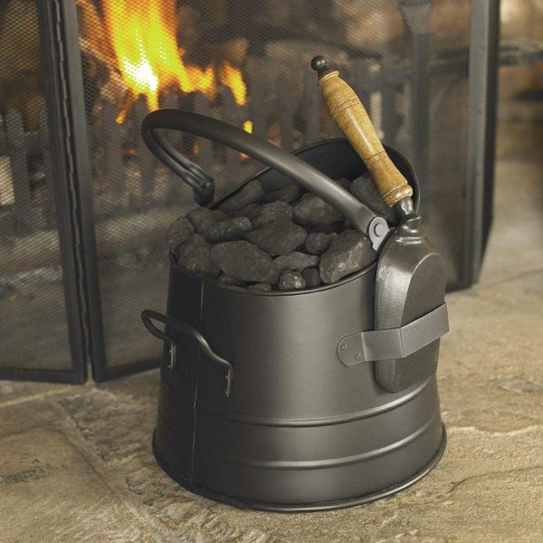 Coal Scuttle Hod Bucket Fireside Fuel Store & Shovel