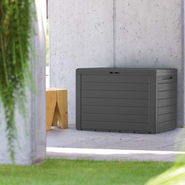 Deuba Garden Storage Box 190L Outdoor Patio Balcony Plastic Cushion Lockable Lid Container Shed Chest Trunk - Image 3