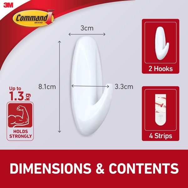 Command 17081 Damage Free Medium Hooks 2 Pack , White - Image 8