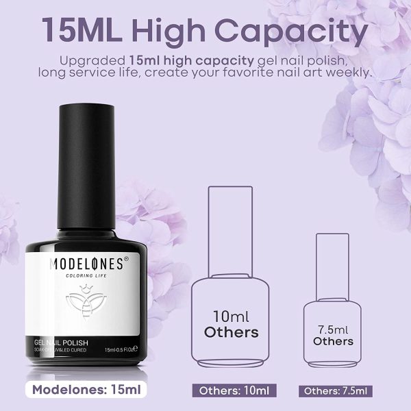 Modelones White Gel Polish, 15ml 1Pc Soak Off Gel Nail Polish for U V/LED Nail Lamp Long Lasting French Manicure Nail Gel Varnish, High Glossy, Smooth, Chip Resistant, Salon & Home Use Nail Art DIY - Image 6