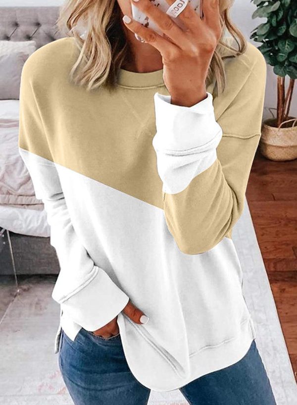 Jolicloth Womens Casual Crewneck Side Split Top Jumper Striped Printed Sweatshirt Loose Soft Long Sleeve Pullover Tops Shirts - Image 5